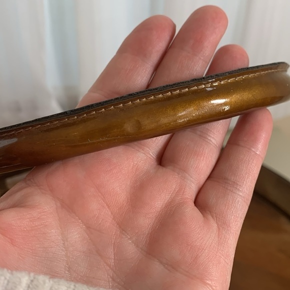 Stuart Weitzman Gold Vintage Silk / Patent Leather Top Handle Evening Bag Spain - Picture 5 of 17